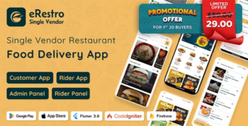 eRestro – Single Vendor Restaurant Flutter App | Food Ordering App with Admin Panel | Web Version 1.1.1